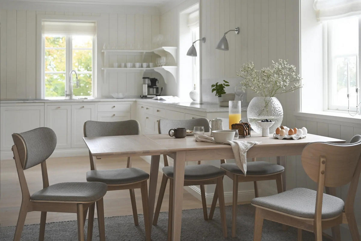 MATBORD i trä 120/80/74 cm   - vit/ekfärgad, Klassisk, trä (120/80/74cm) - Rowico