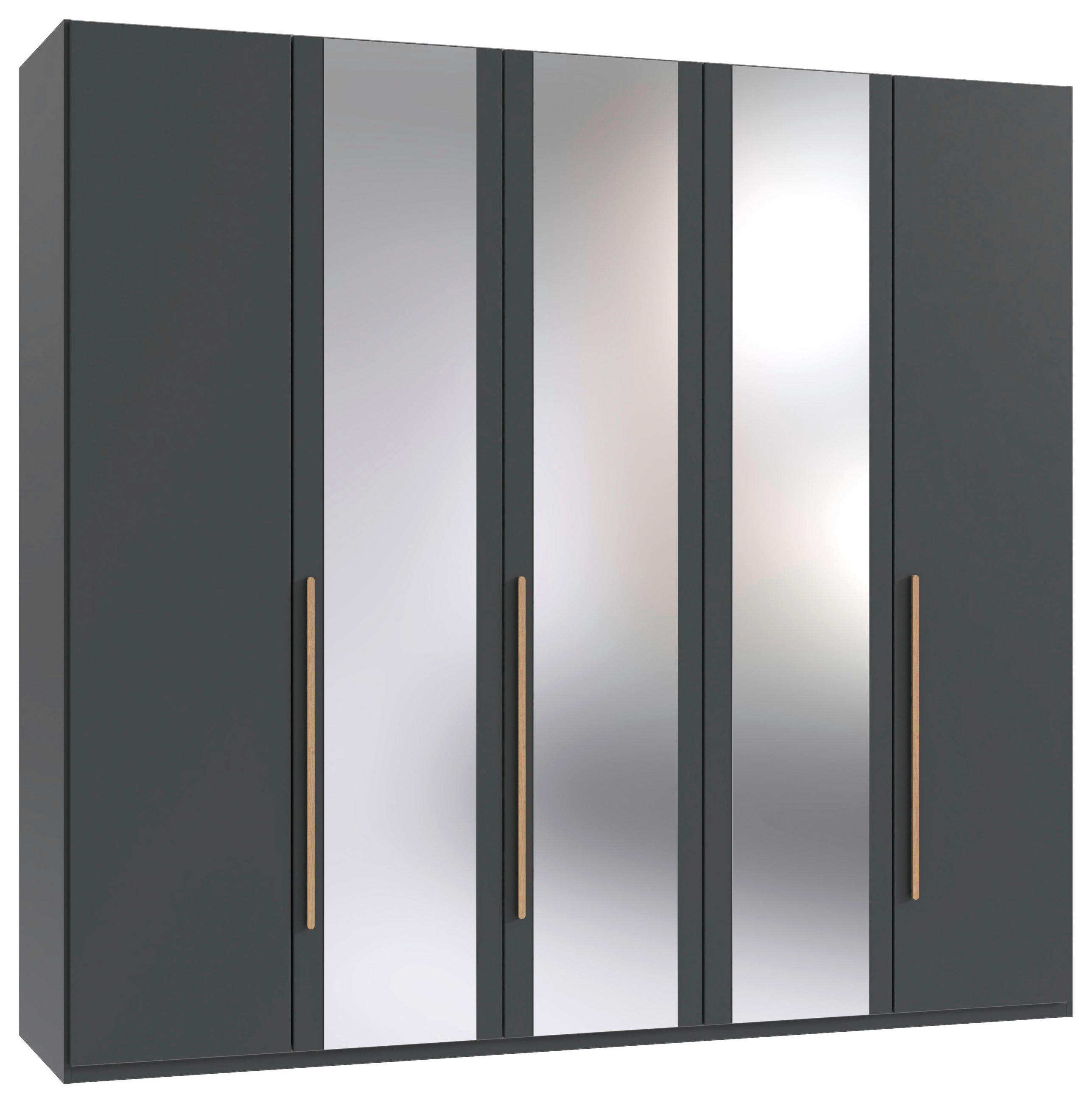 DREHTÜRENSCHRANK 5-türig Graphitfarben, Eiche Artisan  - Graphitfarben/Eiche Artisan, MODERN, Glas/Holzwerkstoff (225/208/58cm) - Chameo