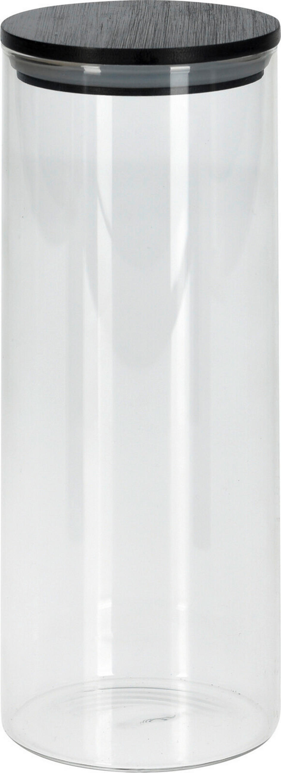 KUTIJA ZA HRANU  1,05 l    - crna, Osnovno, staklo/drvo (8,5/8,5/22cm)