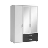 KLEIDERSCHRANK  in Graphitfarben, Weiß  - Alufarben/Graphitfarben, KONVENTIONELL, Glas/Holzwerkstoff (125/190/51cm) - Carryhome