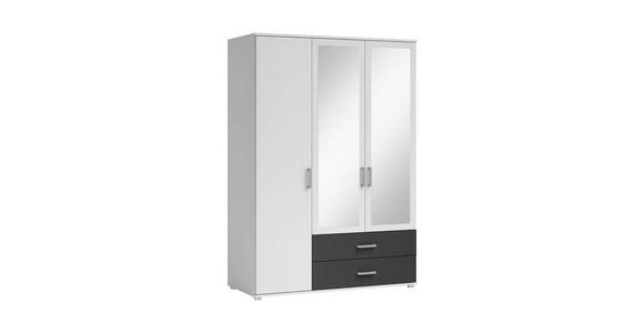 KLEIDERSCHRANK  in Graphitfarben, Weiß  - Alufarben/Graphitfarben, KONVENTIONELL, Glas/Holzwerkstoff (125/190/51cm) - Carryhome