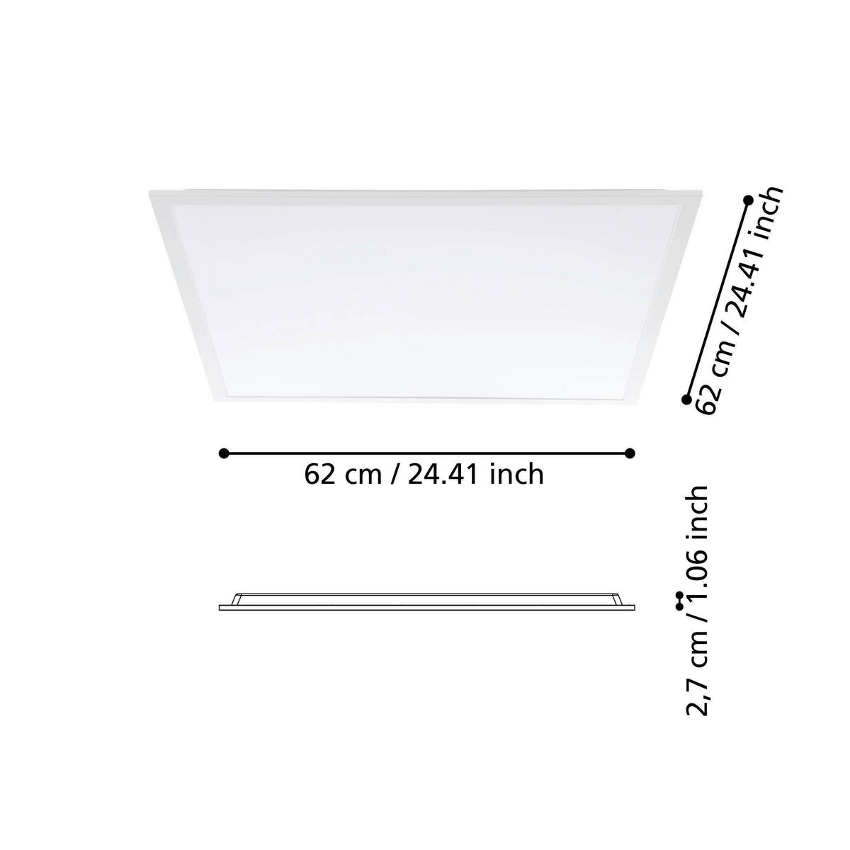 LED-PANEEL 62/62/2,7 cm  - Weiß, Basics, Kunststoff/Metall (62/62/2,7cm) - Eglo