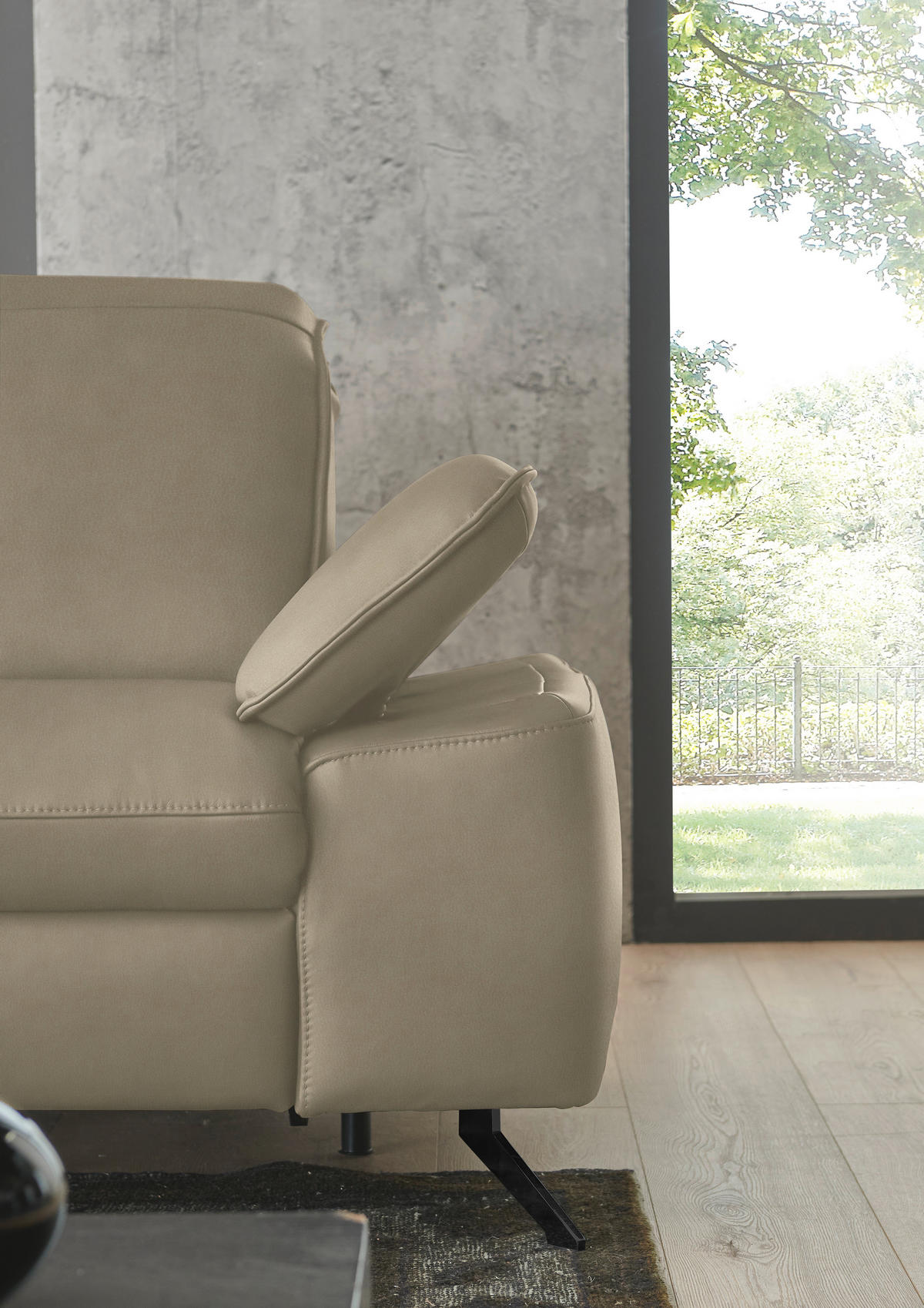 ECKSOFA  Echtleder Sandfarben  - Sandfarben/Schwarz, Design, Leder/Metall (169/307cm) - Beldomo Premium