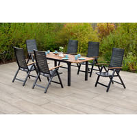 GARTENSET Akazie massiv Aluminium  - Graphitfarben/Naturfarben, MODERN, Holz/Metall - Gardenson