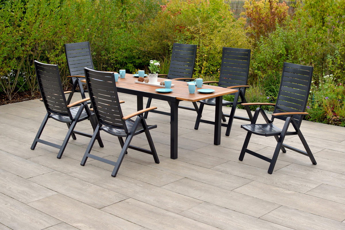 GARTENSET Akazie massiv Aluminium  - Graphitfarben/Naturfarben, MODERN, Holz/Metall - Gardenson