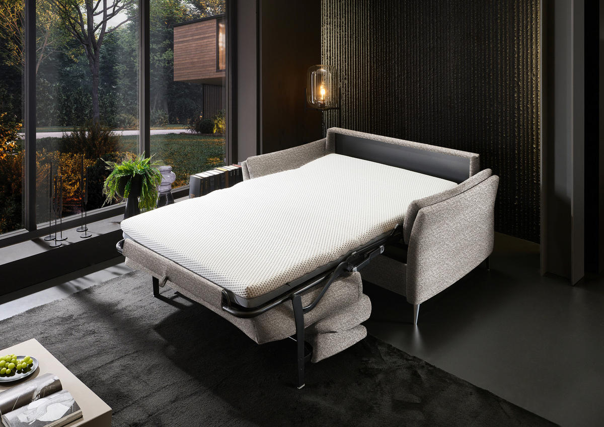 SCHLAFSOFA Webstoff Hellgrau  - Hellgrau/Schwarz, KONVENTIONELL, Textil/Metall (222/87/100cm) - Dieter Knoll