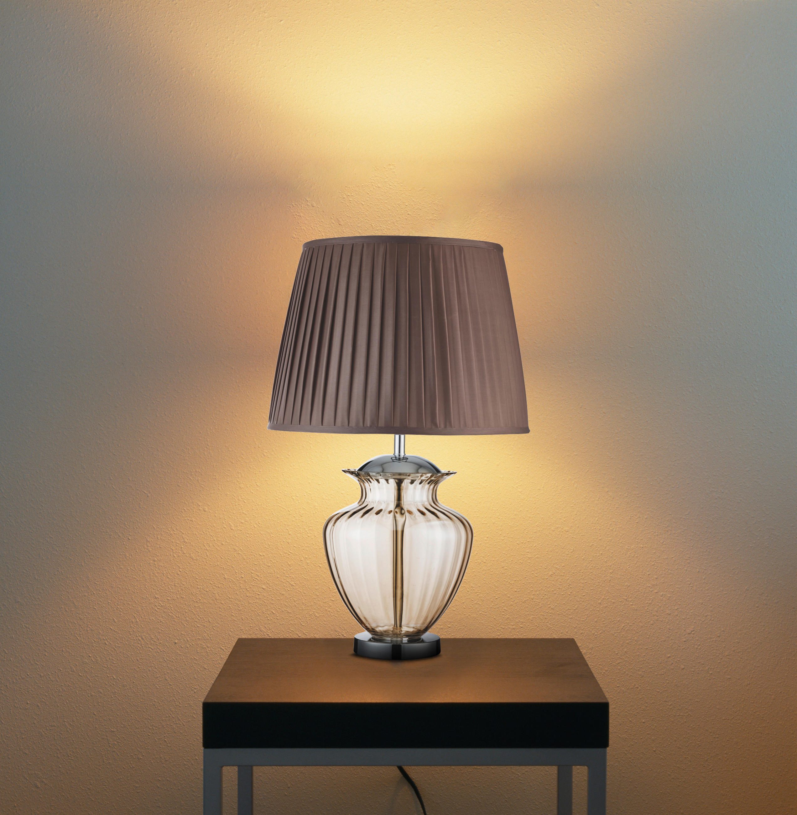 BORDSLAMPA Elina 42/69 cm   - brun/kromfärg, Klassisk, metall/glas (42/69cm)