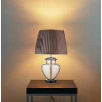 TISCHLEUCHTE 42/69 cm   - Chromfarben/Bernsteinfarben, KONVENTIONELL, Glas/Textil (42/69cm)