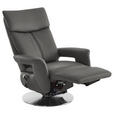 RELAXSESSEL in Leder Dunkelgrau  - Edelstahlfarben/Dunkelgrau, Design, Leder/Metall (78/112/85cm) - Cantus