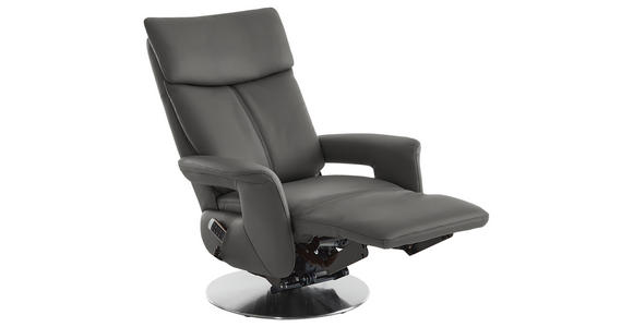 RELAXSESSEL in Leder Dunkelgrau  - Edelstahlfarben/Dunkelgrau, Design, Leder/Metall (78/112/85cm) - Cantus