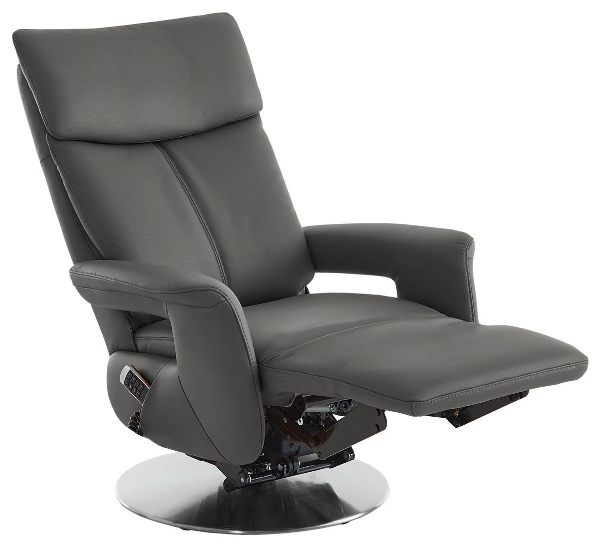 RELAXSESSEL in Leder Dunkelgrau  - Edelstahlfarben/Dunkelgrau, Design, Leder/Metall (78/112/85cm) - Cantus