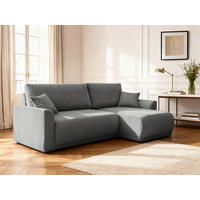 ECKSOFA KIMMY Grau Cord Zierkissen, Rückenkissen, Bettkasten  - Schwarz/Grau, Design, Kunststoff/Textil (233/146cm) - P & B