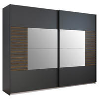SCHWEBETÜRENSCHRANK Dunkelgrau, Transparent, Eiche dunkel  - Eiche dunkel/Dunkelgrau, Modern, Holzwerkstoff/Metall (271/210/62cm) - Rauch Möbel