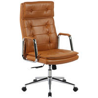 CHEFSESSEL Lederlook Chromfarben, Cognac  - Chromfarben/Cognac, KONVENTIONELL, Leder/Kunststoff (63,5/113-120/65,5cm) - Novel