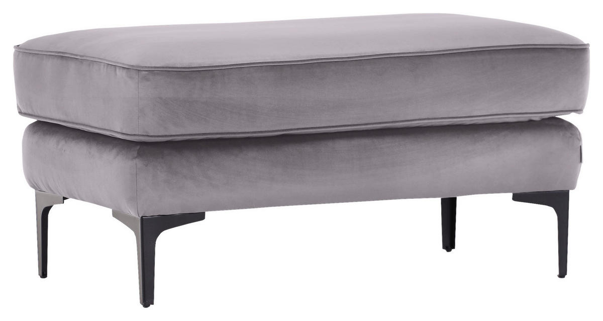 HOCKER in Textil Hellgrau  - Hellgrau/Schwarz, LIFESTYLE, Textil/Metall (103/48/58cm) - Landscape