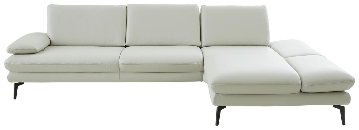 ECKSOFA Silberfarben Echtleder  - Silberfarben/Schwarz, Design, Leder/Metall (308/195cm) - Dieter Knoll