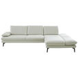 ECKSOFA in Echtleder Silberfarben  - Silberfarben/Schwarz, Design, Leder/Metall (308/195cm) - Dieter Knoll