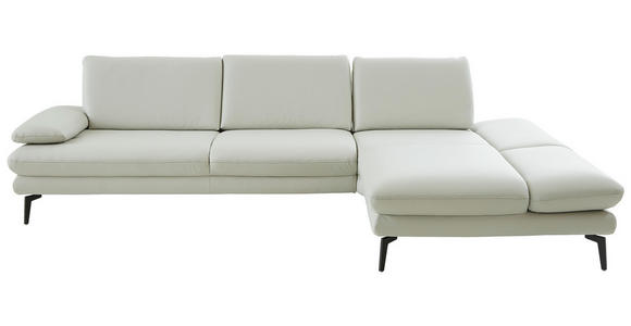 ECKSOFA in Echtleder Silberfarben 308/195 cm - Silberfarben/Schwarz, Design, Leder/Metall (308/195cm) - Dieter Knoll