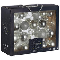 KARÁCSONYFAGÖMBSZETT - ezüstszínű, Konventionell, Üveg (7,00/7,00/7,00cm)