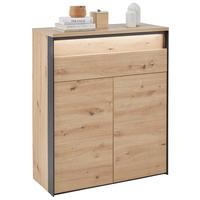 SCHUHSCHRANK Schwarz, Eiche Artisan  - Schwarz/Eiche Artisan, KONVENTIONELL, Holzwerkstoff (87,7/105,6/37,8cm) - Voleo