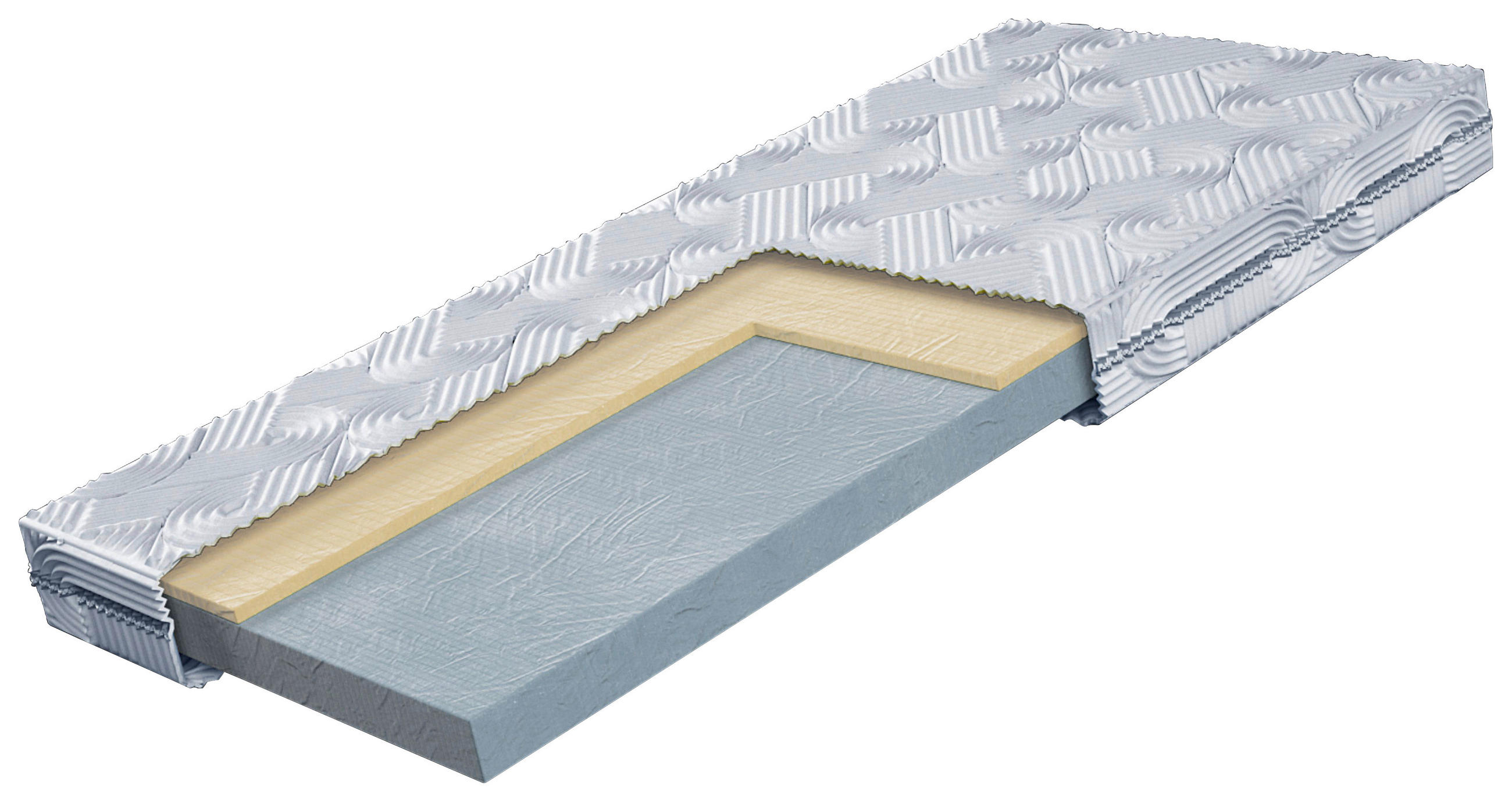 TASCHENFEDERKERNMATRATZE 120/200 cm, Höhe ca.: 15 cm, H2 + H3 = mittel + fest,  - Weiß, Basics, Textil (120/200cm) - Boxxx