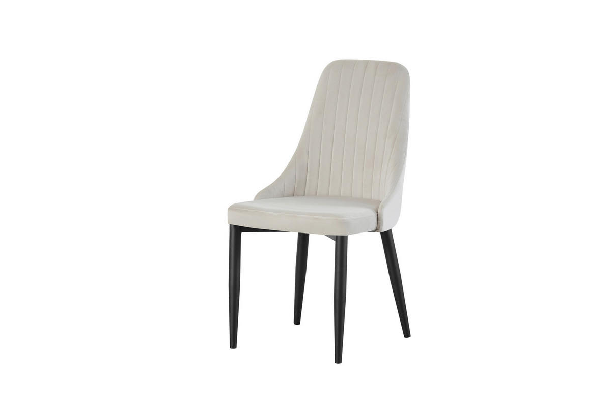 STUHL-SET 2 Stück  in Webstoff  - Creme/Schwarz, MODERN, Textil/Metall (44/88/58cm) - MID.YOU