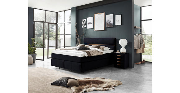 BOXSPRINGBETT 180/200 cm in Schwarz, Eichefarben - Eichefarben/Schwarz, KONVENTIONELL, Holz/Kunststoff (180/200cm) - Dieter Knoll