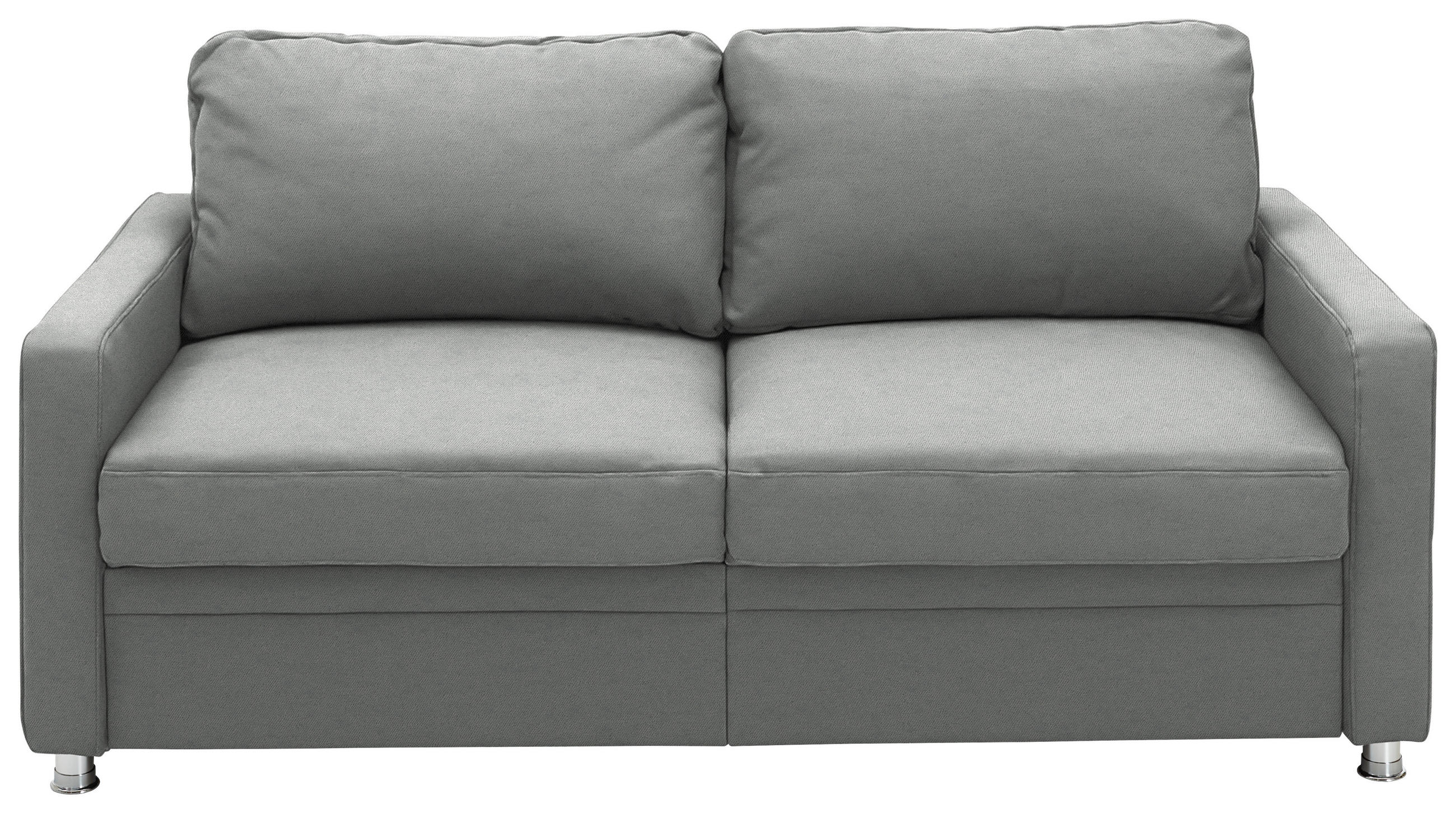 SCHLAFSOFA  in Chenille Grau  - Chromfarben/Grau, KONVENTIONELL, Textil/Metall (186/90/100cm) - Beldomo Style