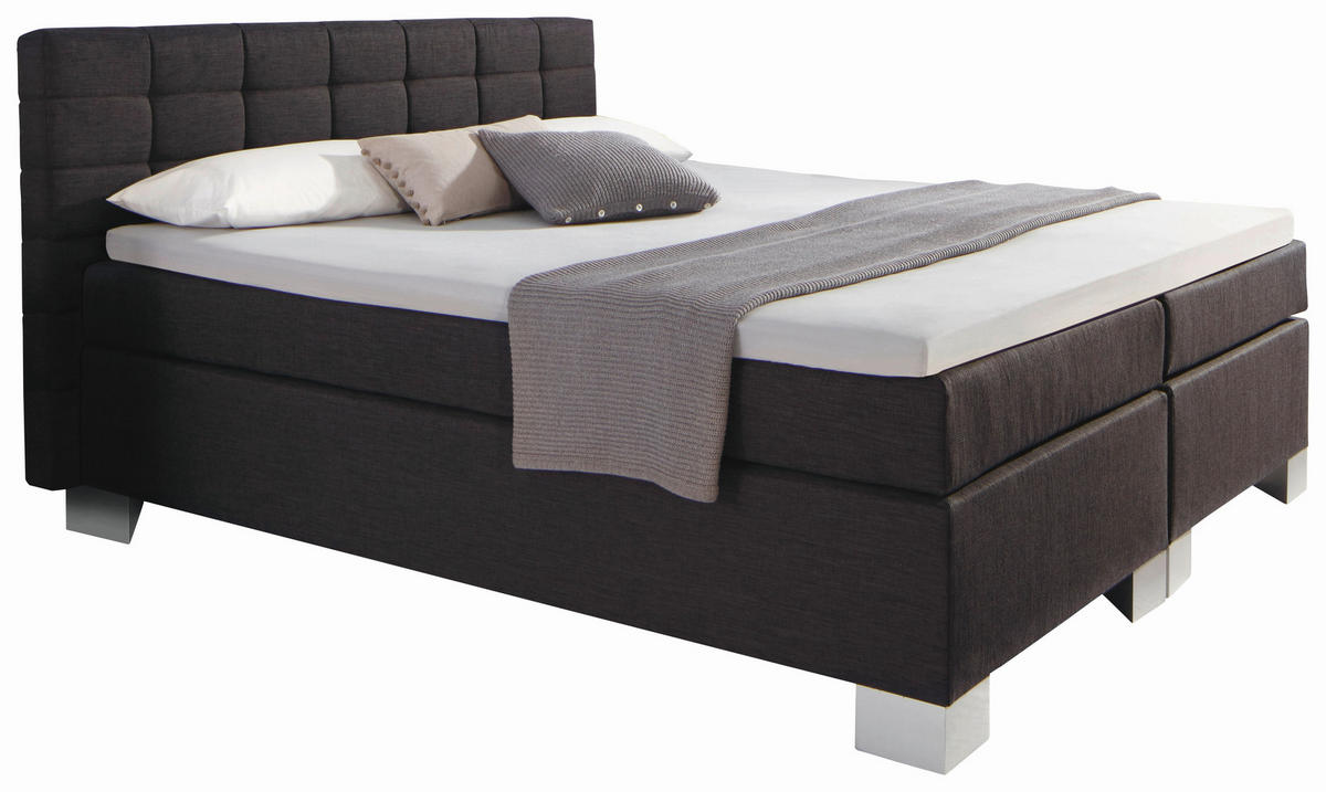 BOXSPRINGBETT 180/200 cm,  in Anthrazit,  {item.attr('349-543‘),[, ]}{item.attr('328-587‘),[ ]} - Anthrazit/Silberfarben, Design, Kunststoff/Textil (180/200cm) - Carryhome