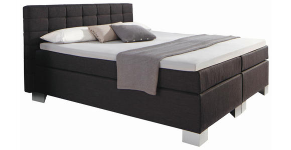 BOXSPRINGBETT 180/200 cm,  in Anthrazit, Matratze, Topper, H2 = mittel  - Anthrazit/Silberfarben, Design, Kunststoff/Textil (180/200cm) - Carryhome