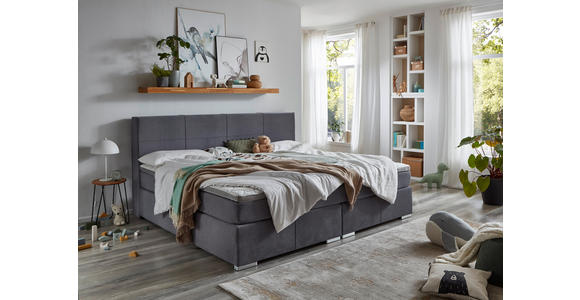 BOXSPRINGBETT 240/200 cm  in Grau  - Chromfarben/Grau, KONVENTIONELL, Holz/Kunststoff (240/200cm) - Carryhome