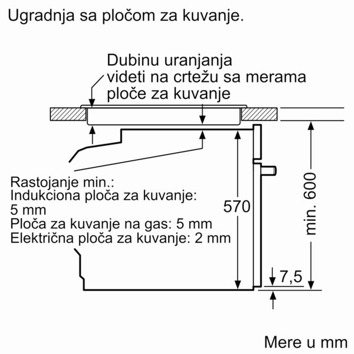 UGRADNA RERNA - svetlosiva/crna, Dizajnerski, staklo/metal (59,4/59,5/54,8cm)