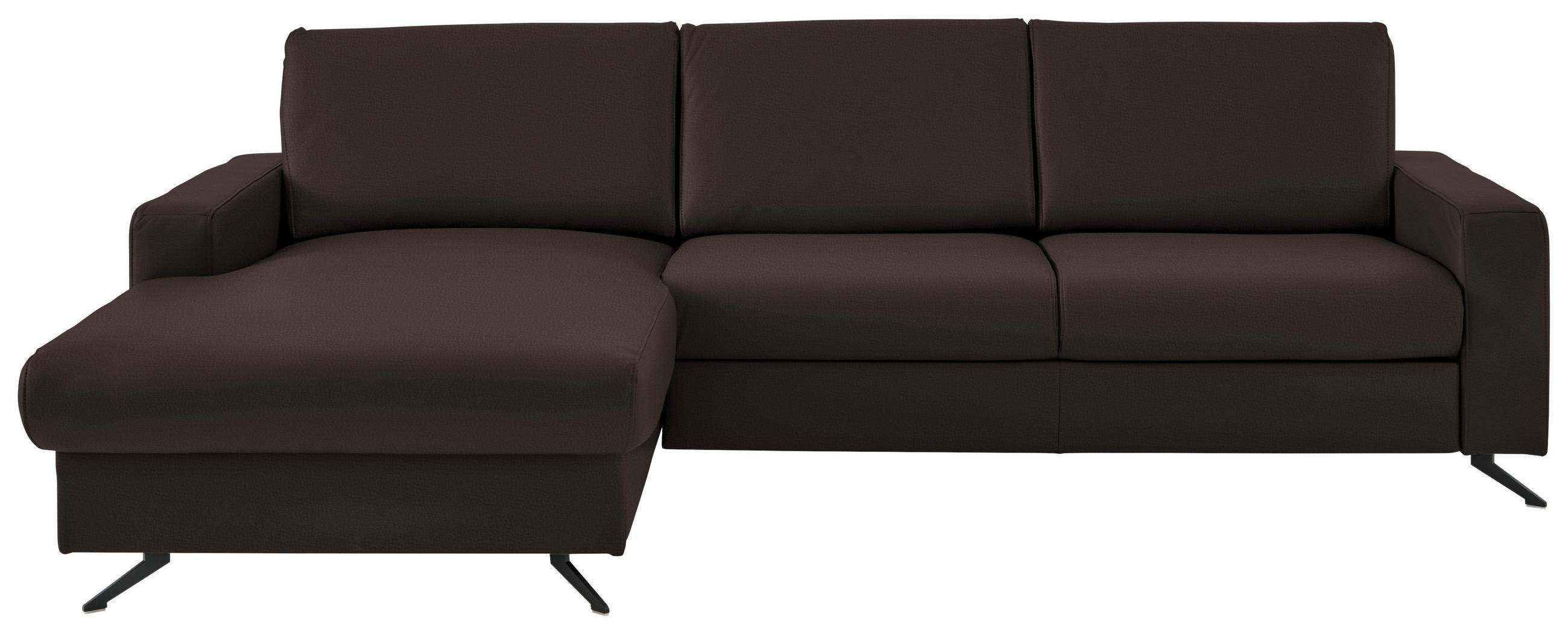 ECKSOFA in Echtleder Dunkelbraun  165/267 cm  - Dunkelbraun/Schwarz, Design, Leder/Metall (165/267cm) - Beldomo Premium