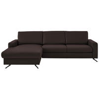 ECKSOFA in Echtleder Dunkelbraun  165/267 cm  - Dunkelbraun/Schwarz, Design, Leder/Metall (165/267cm) - Beldomo Premium