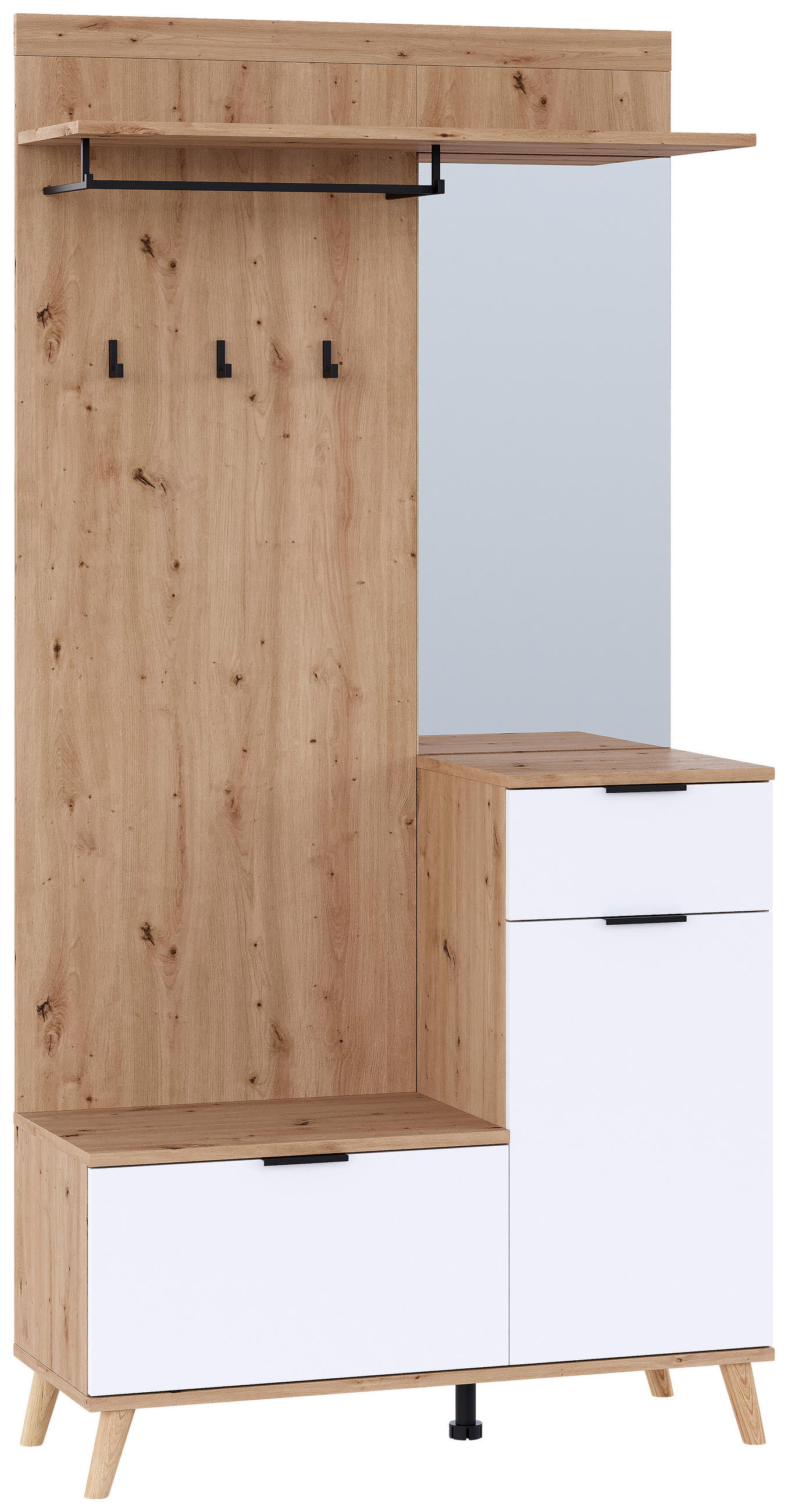 GARDEROBE  in 100/202/40 cm  - Weiß/Eiche Artisan, Design, Glas/Holzwerkstoff (100/202/40cm) - home24