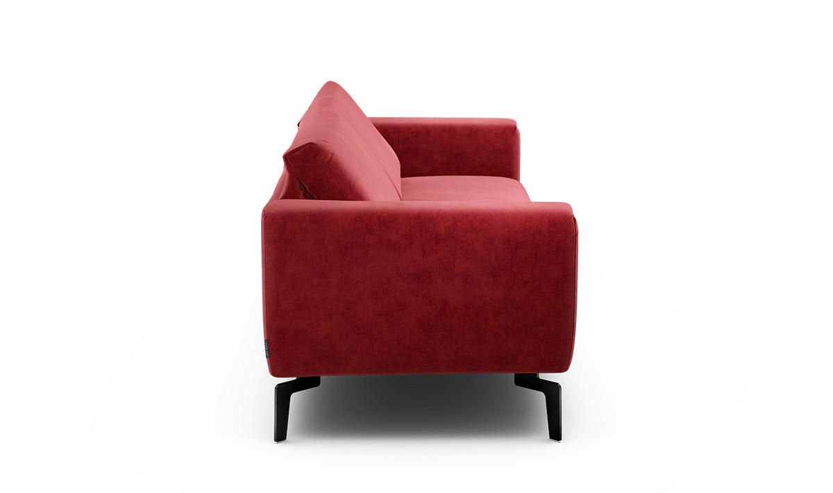 2,5-SITZER Samt Rot  - Rot/Schwarz, Design, Textil/Metall (220/86/86-94cm) - SENSOO