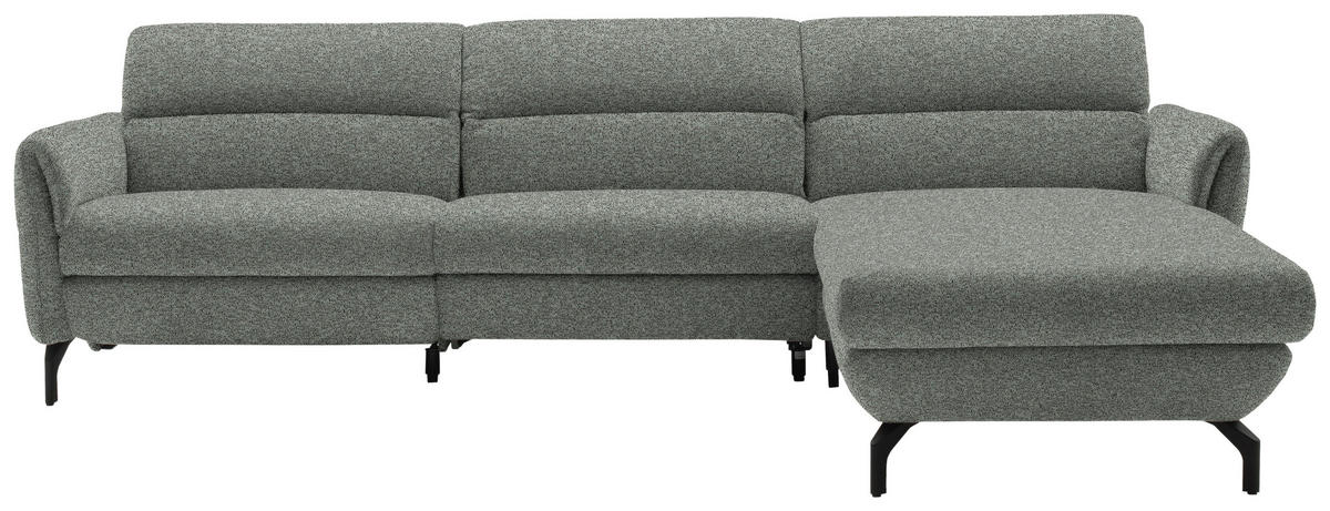 ECKSOFA Graublau Chenille  - Graublau/Schwarz, Design, Textil/Metall (299/187cm) - Schöner Wohnen