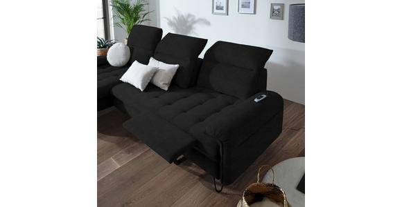 ECKSOFA in Webstoff Schwarz  - Schwarz, LIFESTYLE, Textil/Metall (180/310cm) - Valnatura