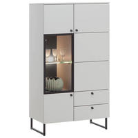 VITRINE in Schwarz, Grauweiß  - Grauweiß/Schwarz, LIFESTYLE, Glas/Holzwerkstoff (86/158/42cm) - Valdera