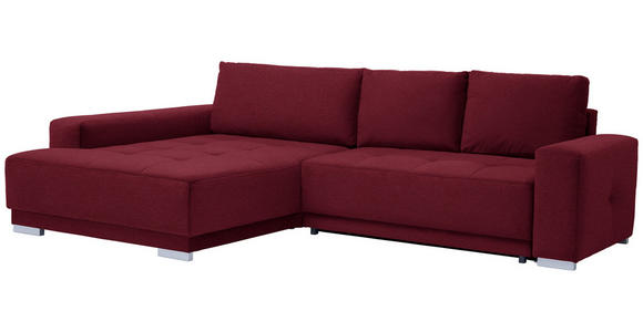 ECKSOFA in Flachgewebe Rot  - Rot/Silberfarben, Design, Holz/Textil (195/293cm) - Cantus