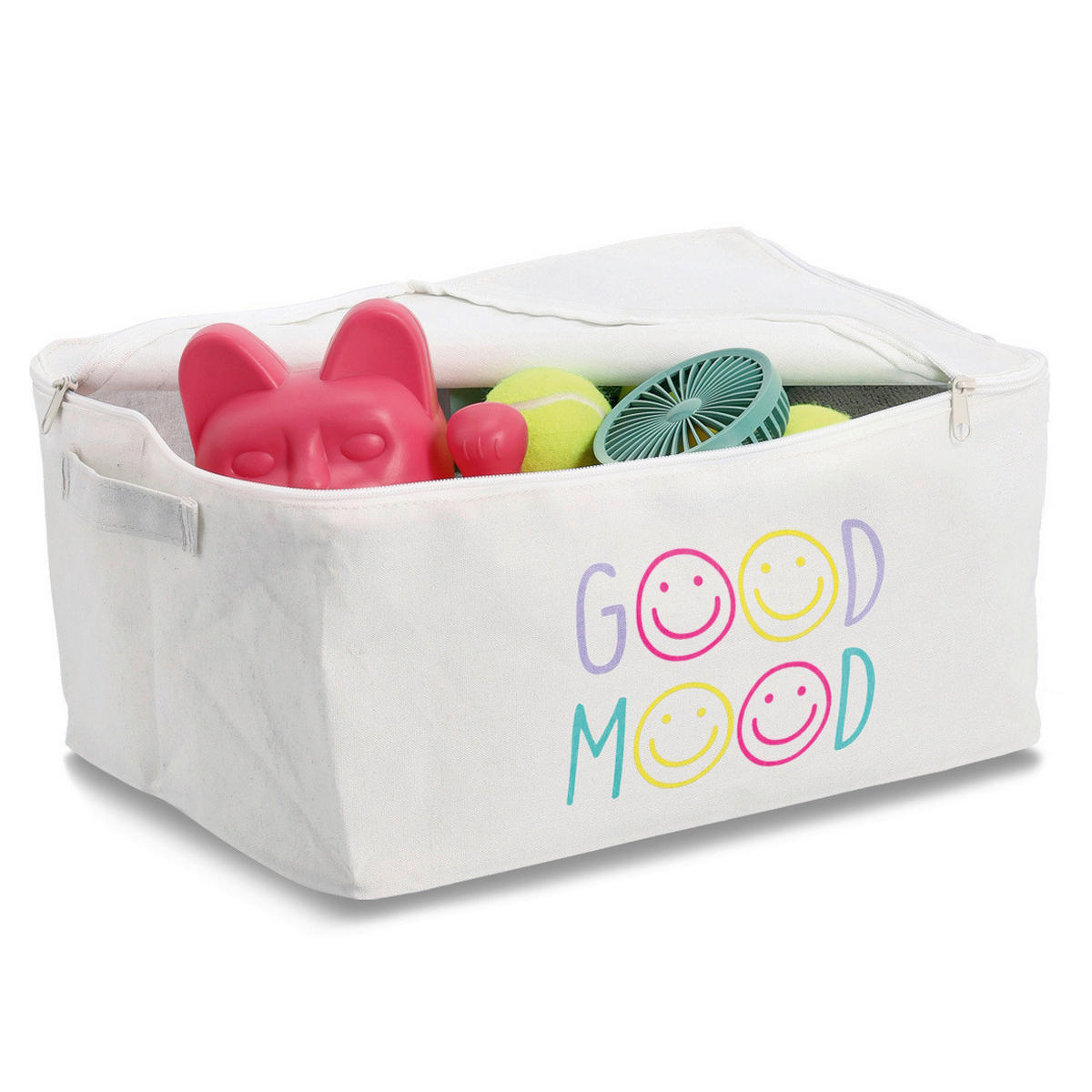 AUFBEWAHRUNGSBOX Good Mood  - Creme, Basics, Textil (39/29/18cm) - Zeller Present