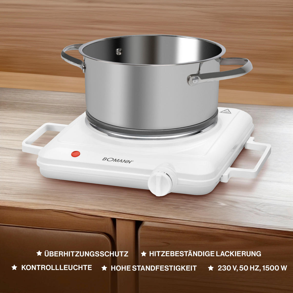 KOCHPLATTE  - Weiß Hochglanz, Basics, Metall (36/7/28,5cm) - Bomann