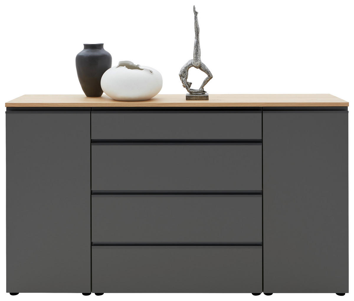 SIDEBOARD  in 180/102/41 cm  - Eichefarben/Schwarz, Design, Holz/Holzwerkstoff (180/102/41cm) - Dieter Knoll