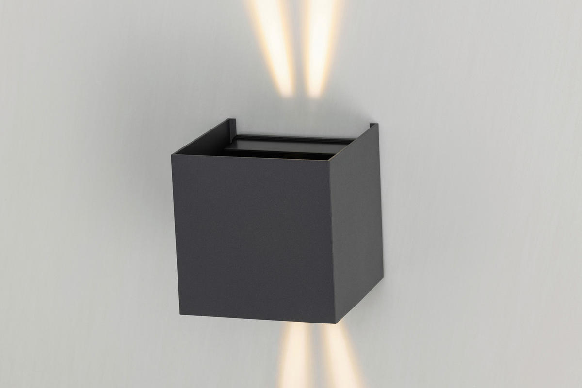 LED VÄGGLAMPA Atlas 10/10/10 cm   - mörkgrå, Basics, metall/plast (10/10/10cm) - Novel