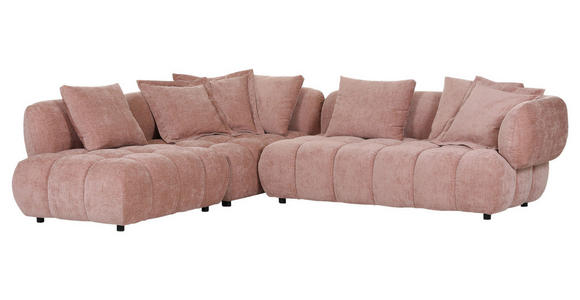 ECKSOFA Altrosa Flachgewebe - Schwarz/Altrosa, KONVENTIONELL, Kunststoff/Textil (250/289cm) - Carryhome