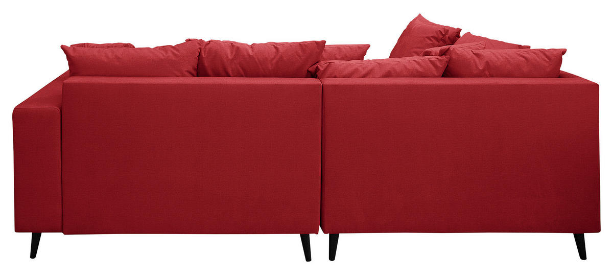 Ecksofa inkl. Hocker in Mikrofaser Rot  - Rot/Schwarz, Design, Holz/Textil (174/247cm) - MID.YOU