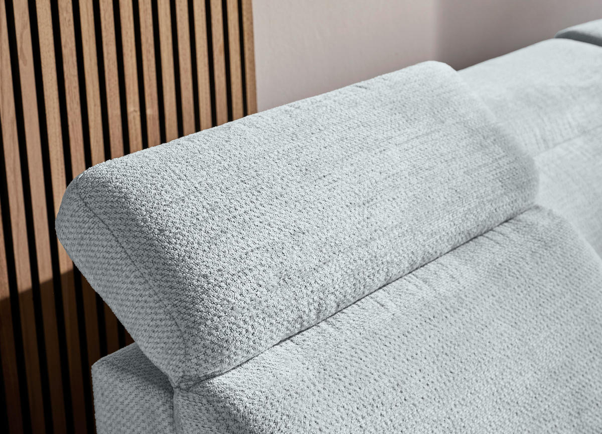 WOHNLANDSCHAFT Hellgrau Struktur  - Hellgrau/Schwarz, Design, Textil/Metall (190/364/270cm) - Stylife