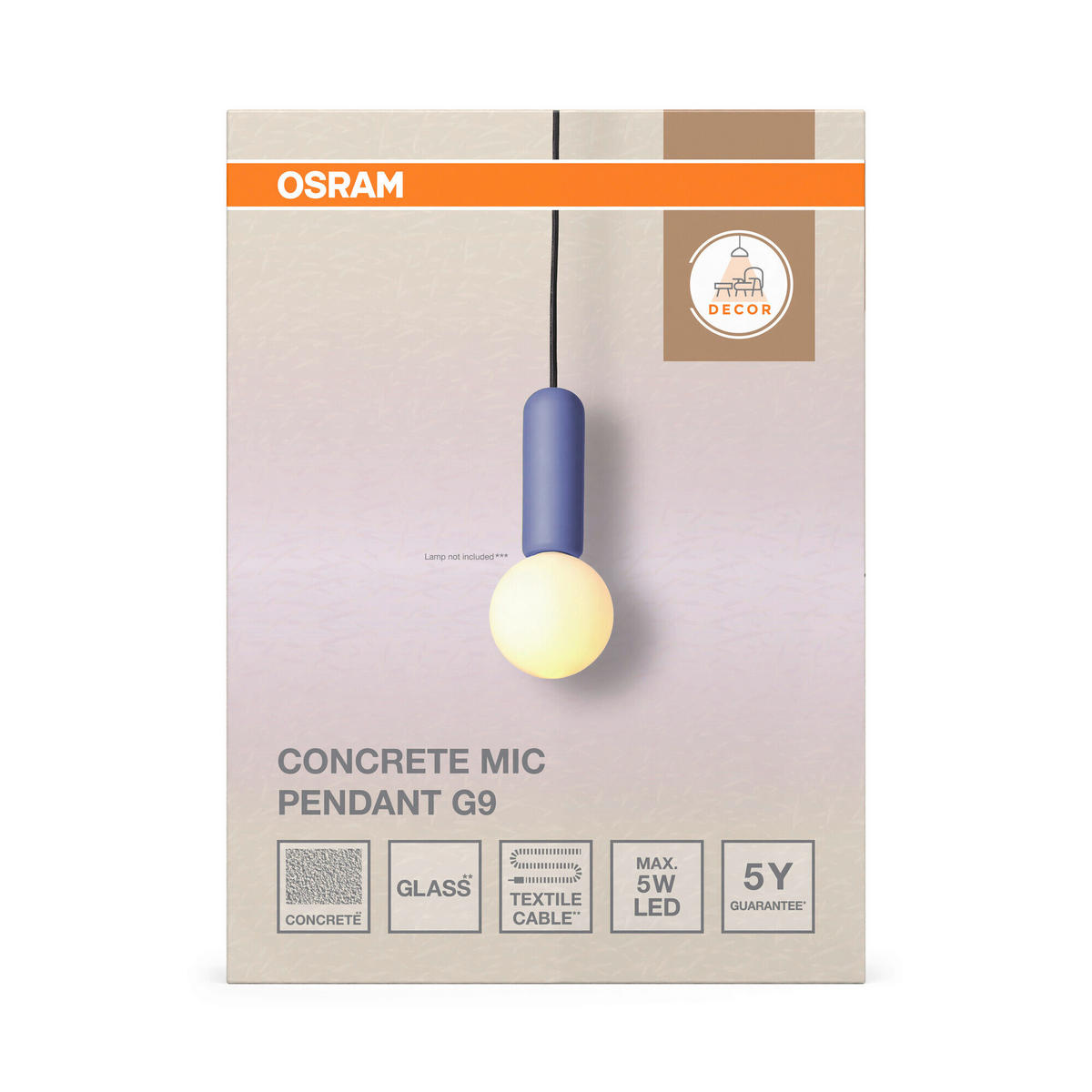 HÄNGELEUCHTE 10/120 cm  - Blau, Basics, Stein (10/120cm) - Osram