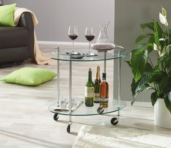 SERVIERWAGEN in Chromfarben  - Chromfarben, Design, Glas/Kunststoff (68/63/46cm)