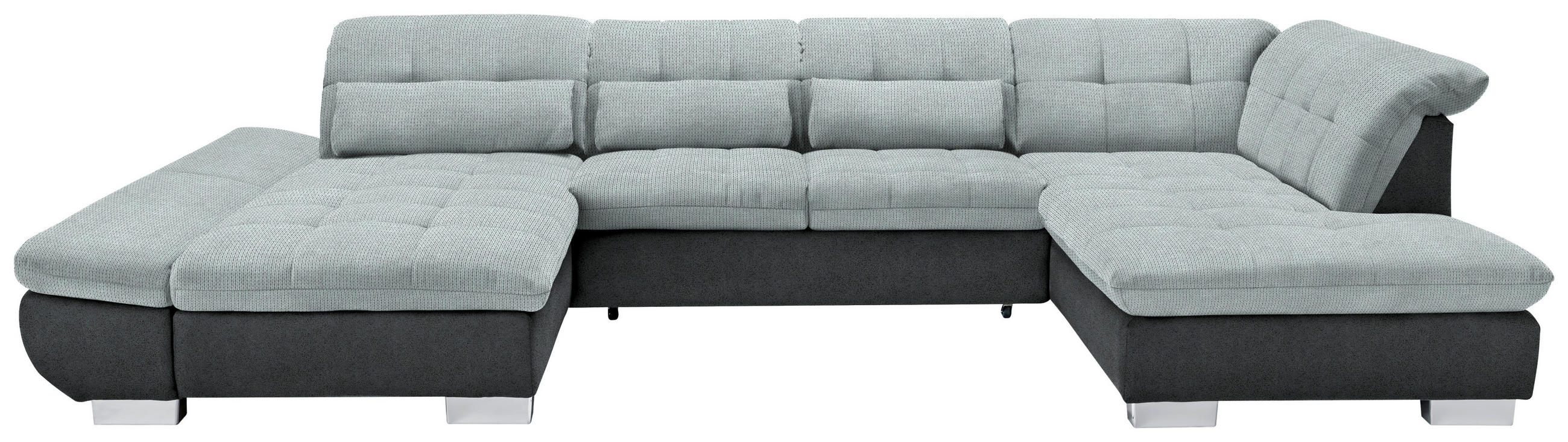 WOHNLANDSCHAFT in Mikrofaser Platinfarben  - Platinfarben/Chromfarben, Design, Kunststoff/Textil (204/350/211cm) - Xora